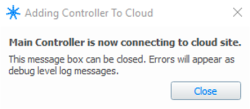 The connection status dialog